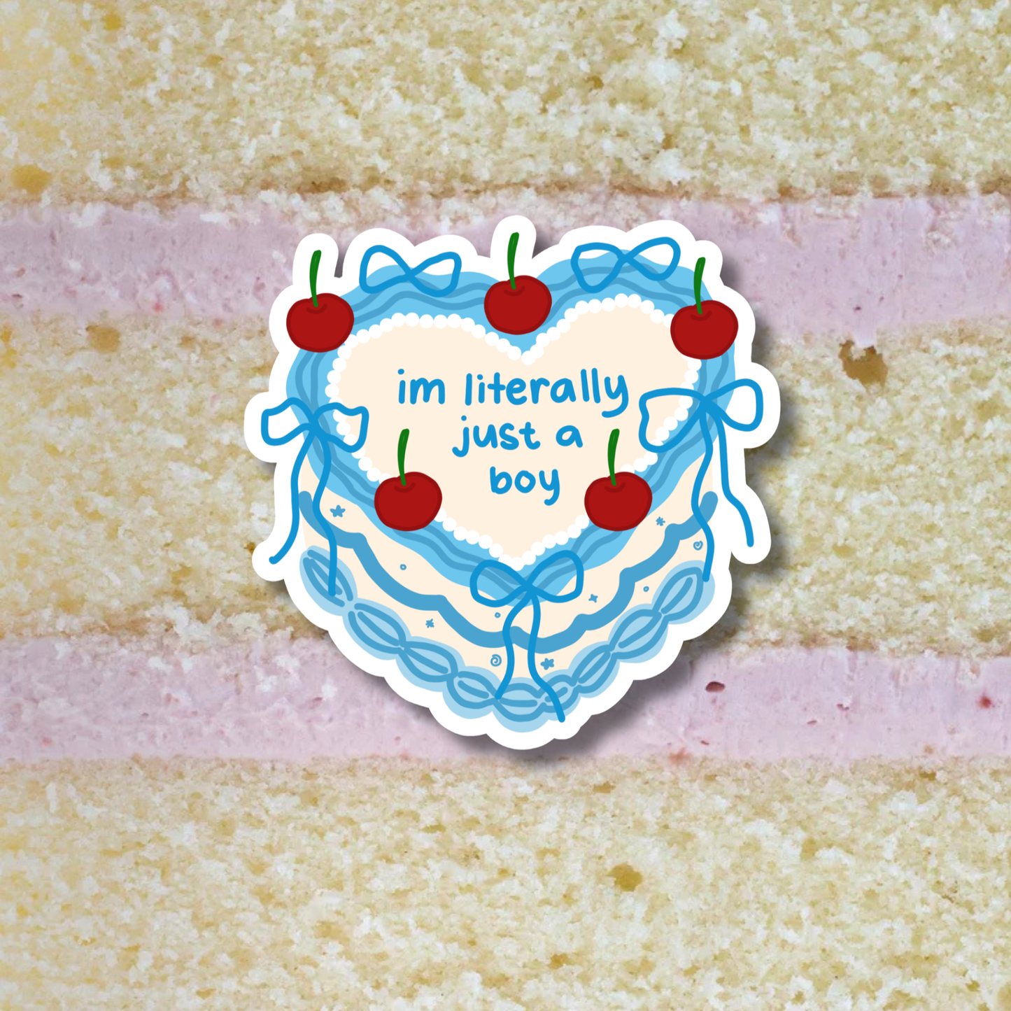 'I’m just a gir'l & 'I’m just a boy' Cake Sticker | Holographic Sparkle Laminated Vinyl