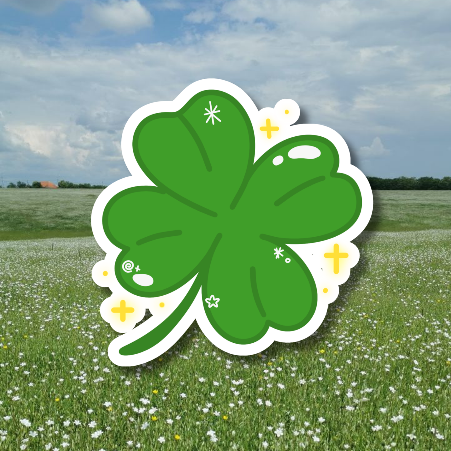 Lucky Four Leaf Clover Sticker | Matte Laminated Vinyl