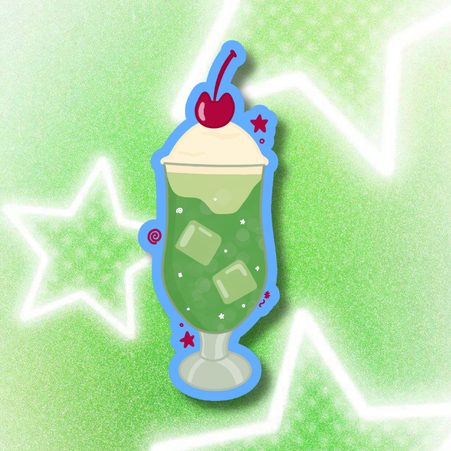 Melon Cream Soda Sticker | Holographic Stardust Laminated Vinyl