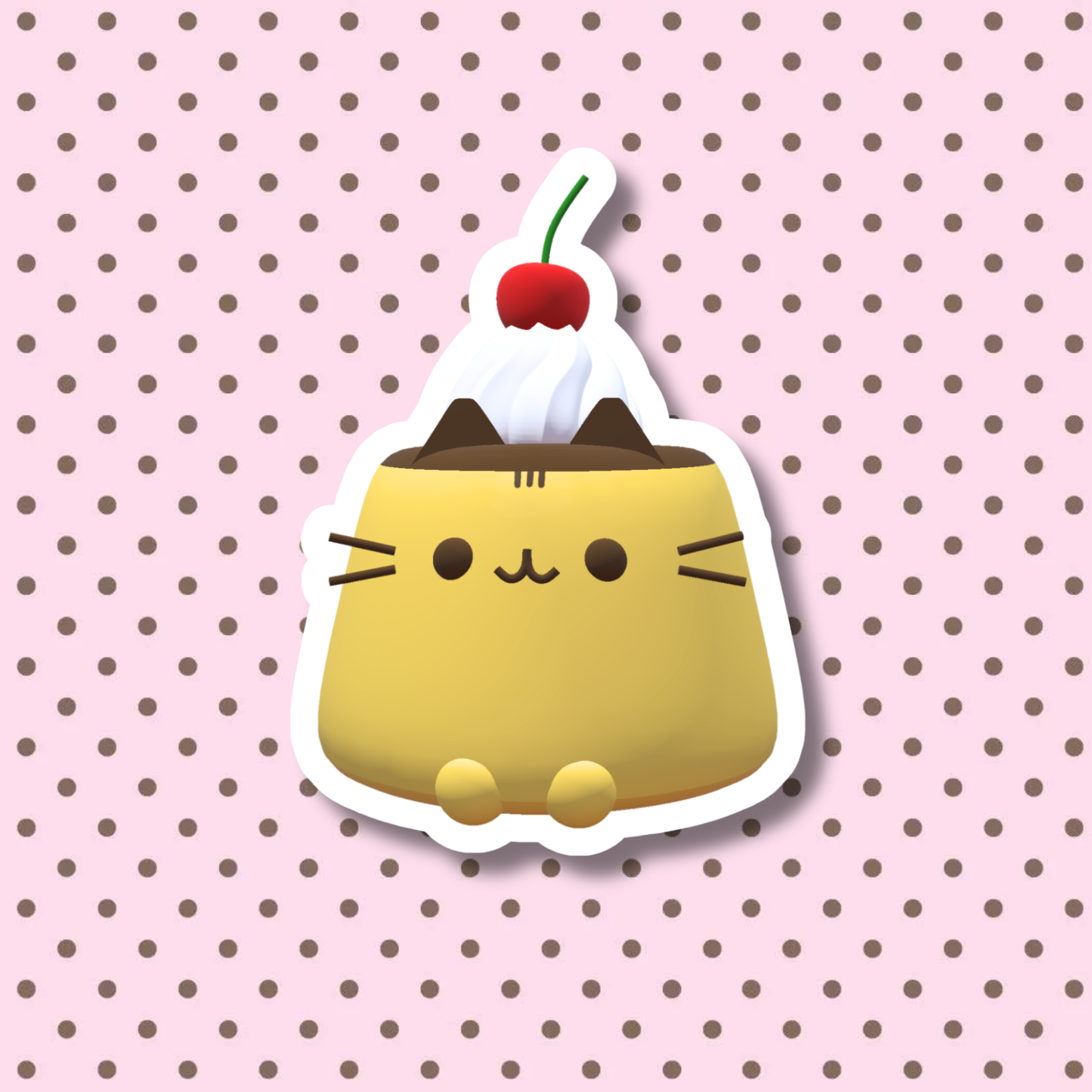 Pusheen Pudding Sticker | Matte Laminated Vinyl