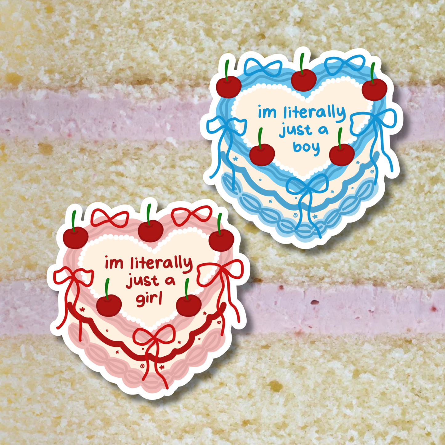 'I’m just a gir'l & 'I’m just a boy' Cake Sticker | Holographic Sparkle Laminated Vinyl