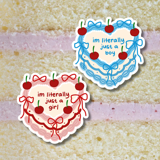 'I’m just a gir'l & 'I’m just a boy' Cake Sticker | Holographic Sparkle Laminated Vinyl