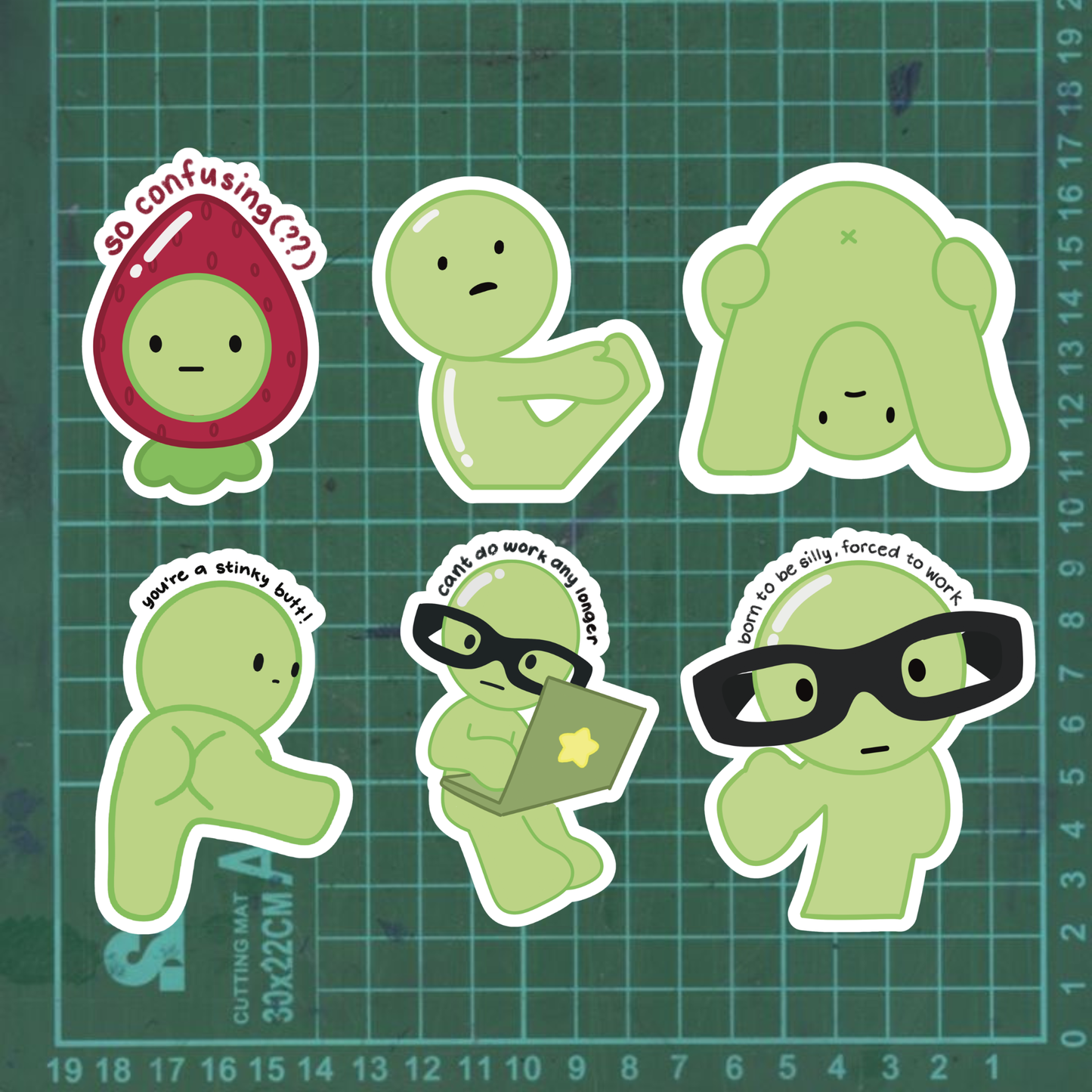 Smiski Sticker | Glitter Laminated Vinyl