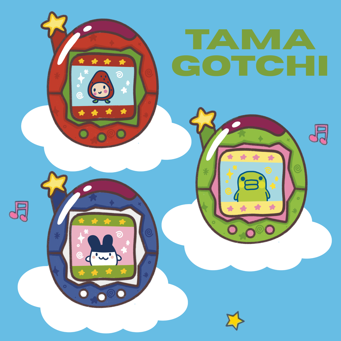 Tamagotchi Stickers | Matte Laminated Vinyl