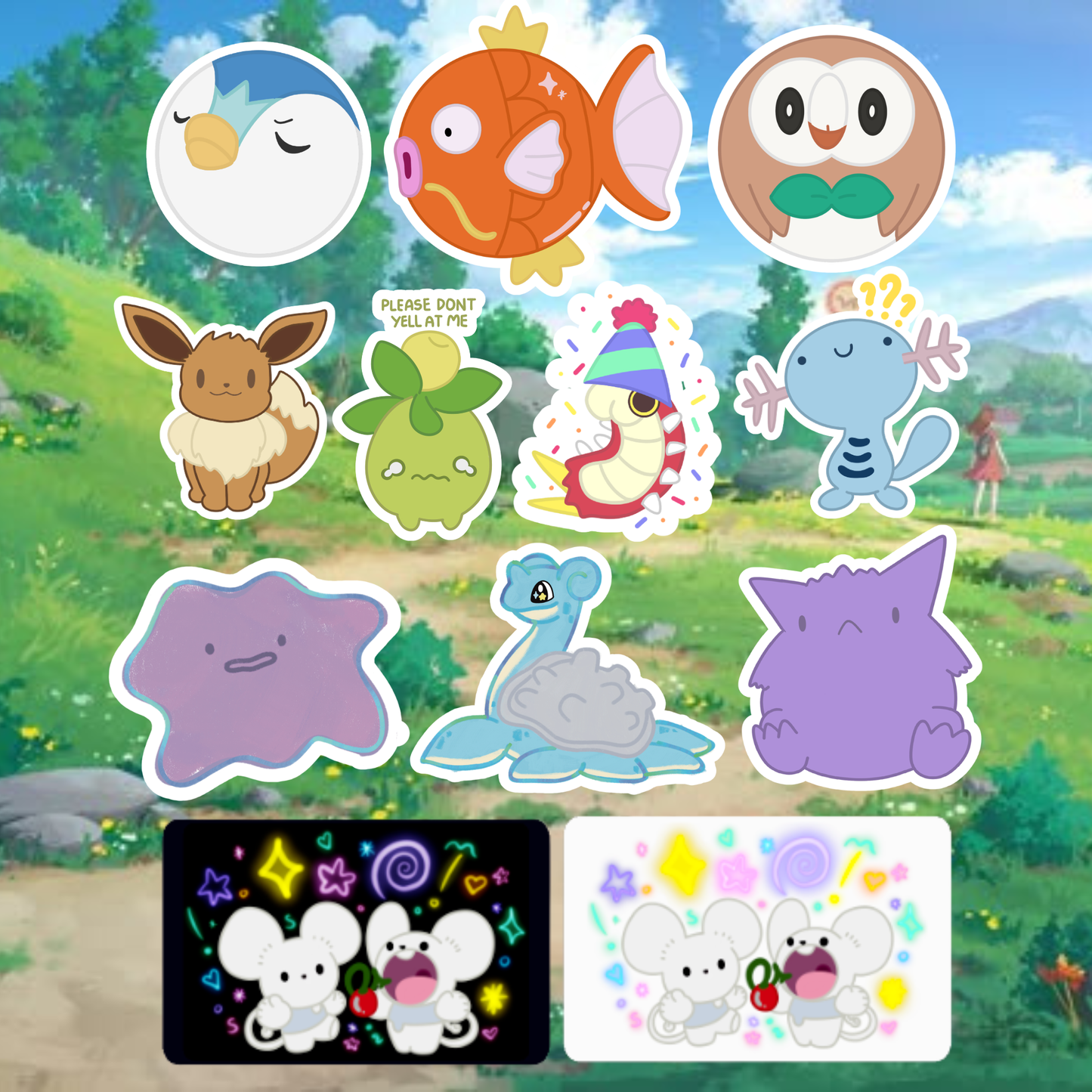 Pokemon Stickers | Matte, Holographic Stardust & Broken Glass Laminated Stickers