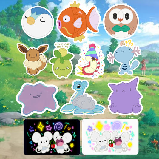 Pokemon Stickers | Matte, Holographic Stardust & Broken Glass Laminated Stickers