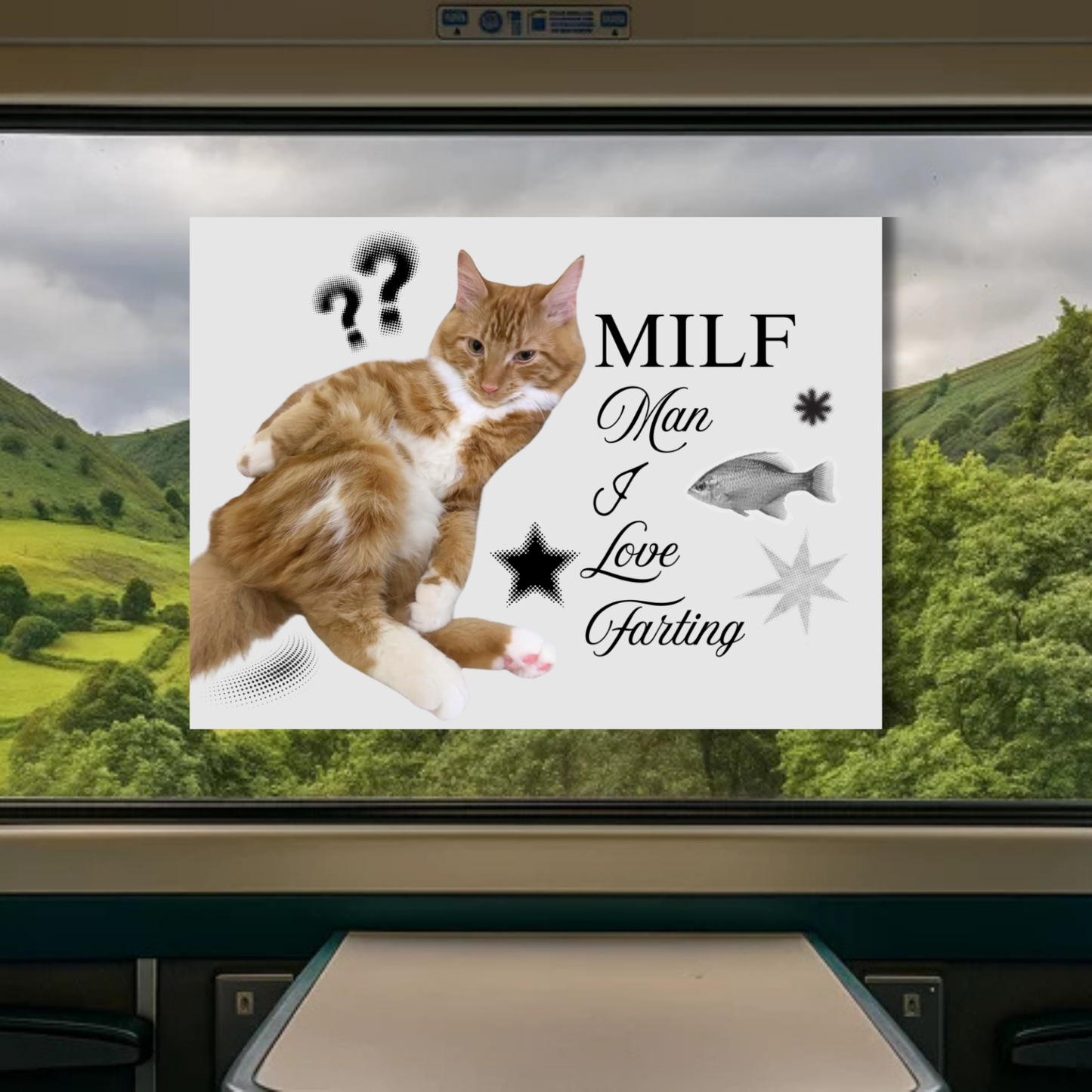Milf [Man I love Farting] Cat Sticker | Holographic Stardust Laminated Vinyl