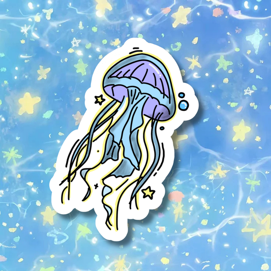 Jellyfish Sticker | Holographic Broken Glass Vinyl