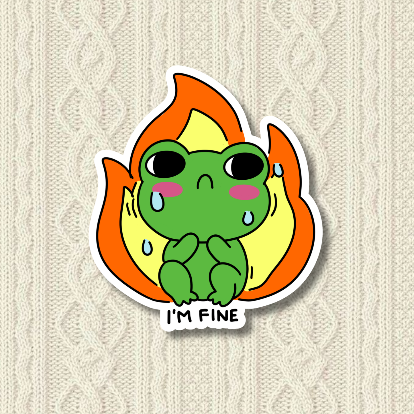I’m Fine Frog Sticker | Matte Laminated Vinyl