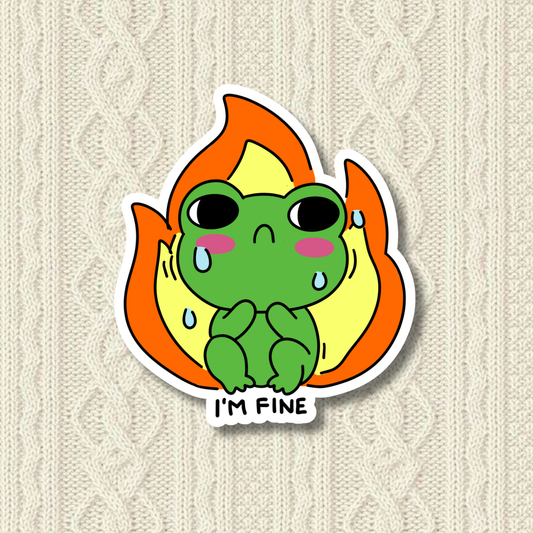 I’m Fine Frog Sticker | Matte Laminated Vinyl