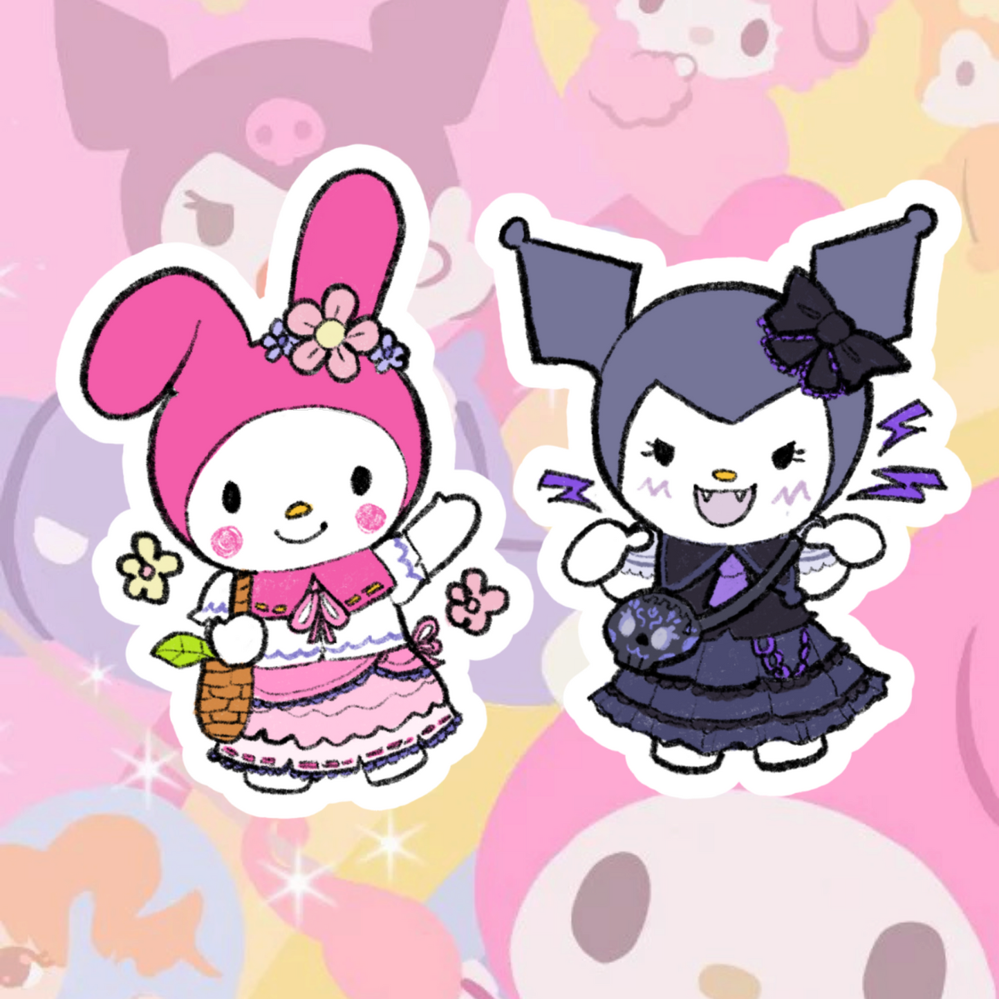 My Melody & Kuromi Sticker | Matte Laminated Vinyl
