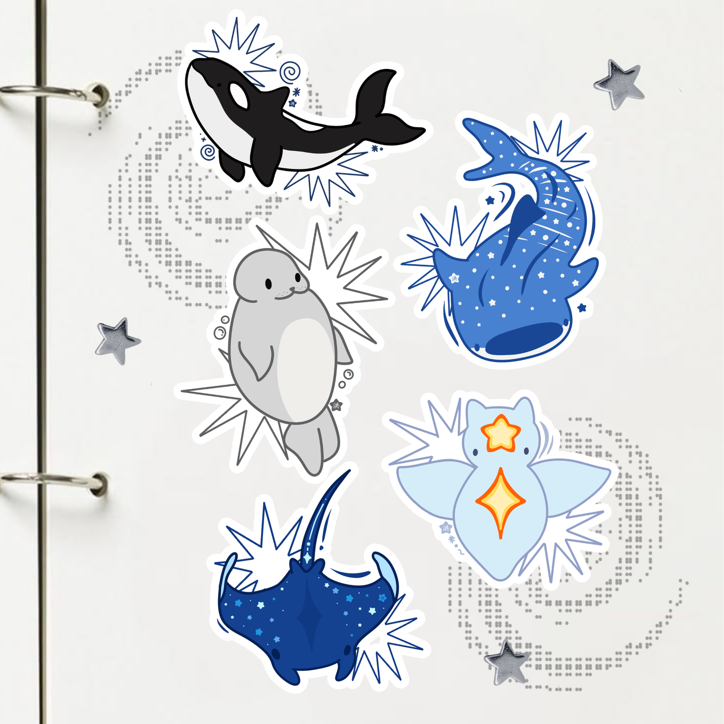 Marine Life  Sticker | Holographic Stardust Laminated Vinyl