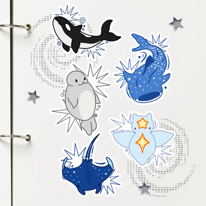 Marine Life  Sticker | Holographic Stardust Laminated Vinyl