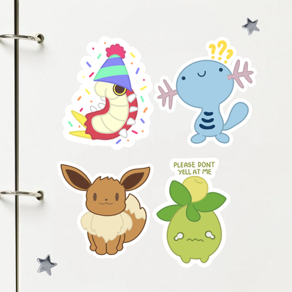 Pokemon Stickers | Matte, Holographic Stardust & Broken Glass Laminated Stickers