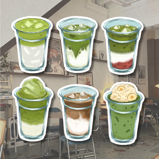 Matcha Series Stickers | Matte Laminated Vinyl