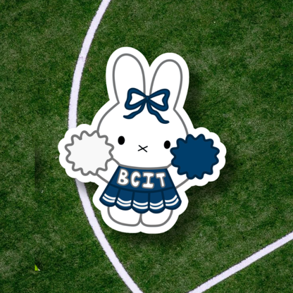 Miffy School Cheerleader Sticker | Holographic Sparkle Laminated Vinyl