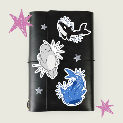 Marine Life  Sticker | Holographic Stardust Laminated Vinyl