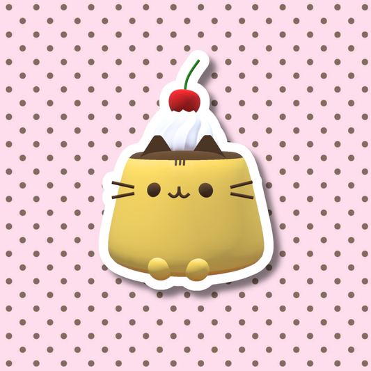 Pusheen Pudding Sticker | Matte Laminated Vinyl