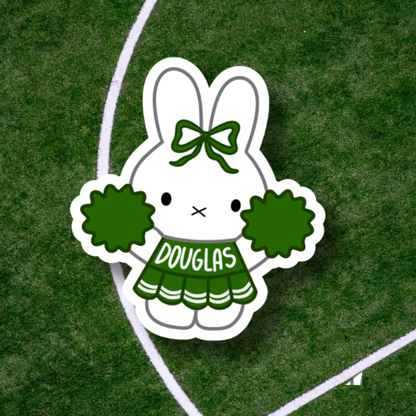 Miffy School Cheerleader Sticker | Holographic Sparkle Laminated Vinyl