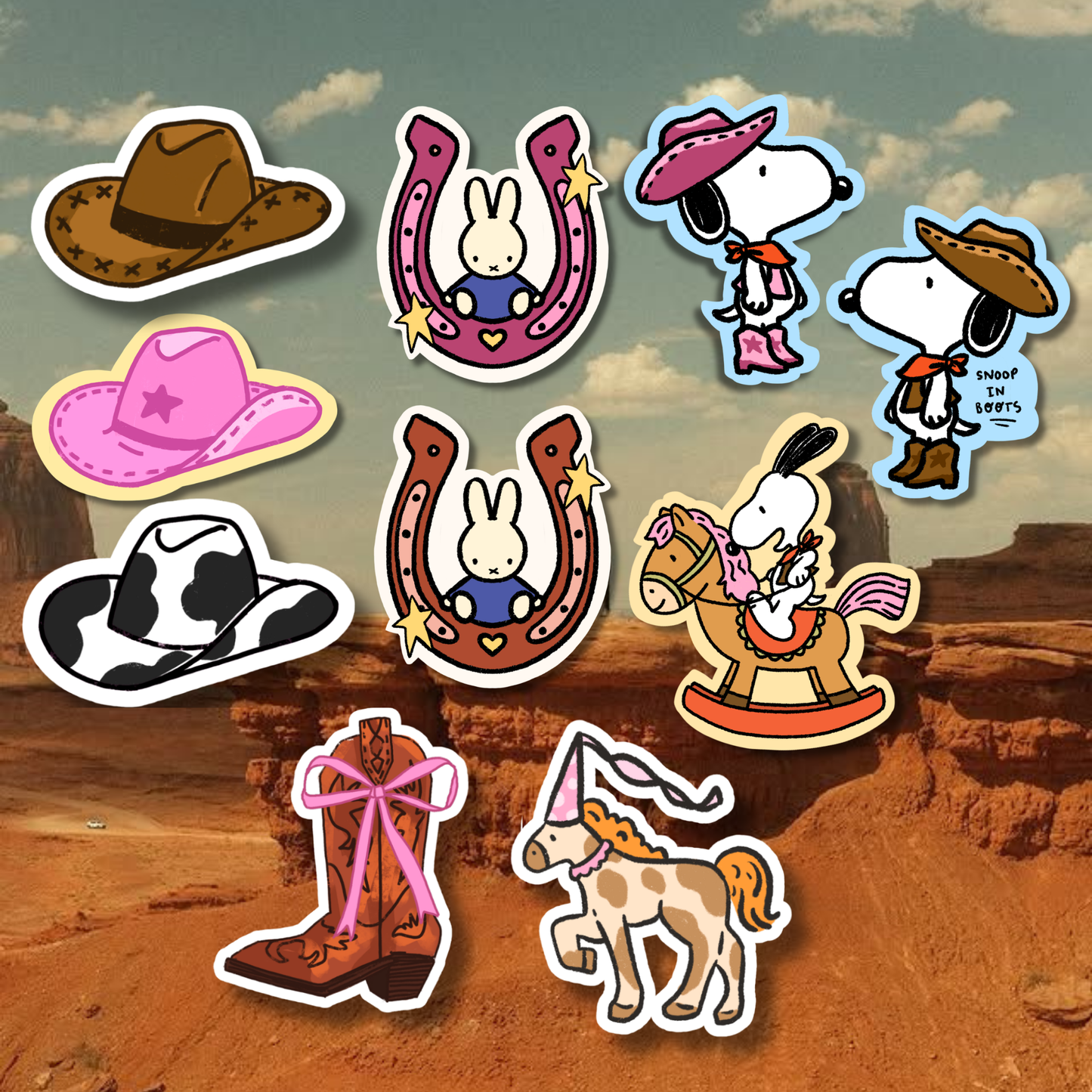 Rodeo Stickers [Miffy & Snoopy] | Matte Laminated Vinyl