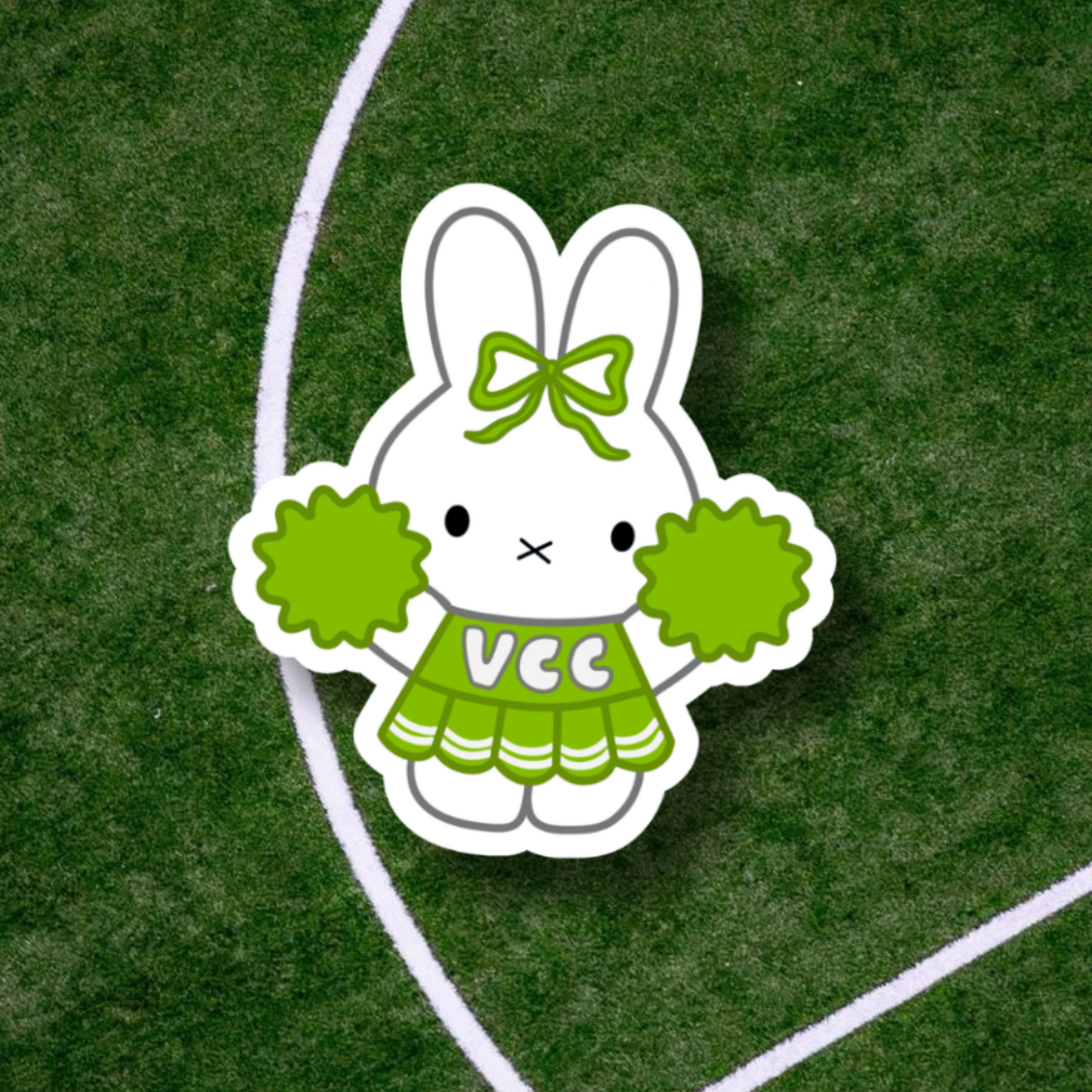 Miffy School Cheerleader Sticker | Holographic Sparkle Laminated Vinyl