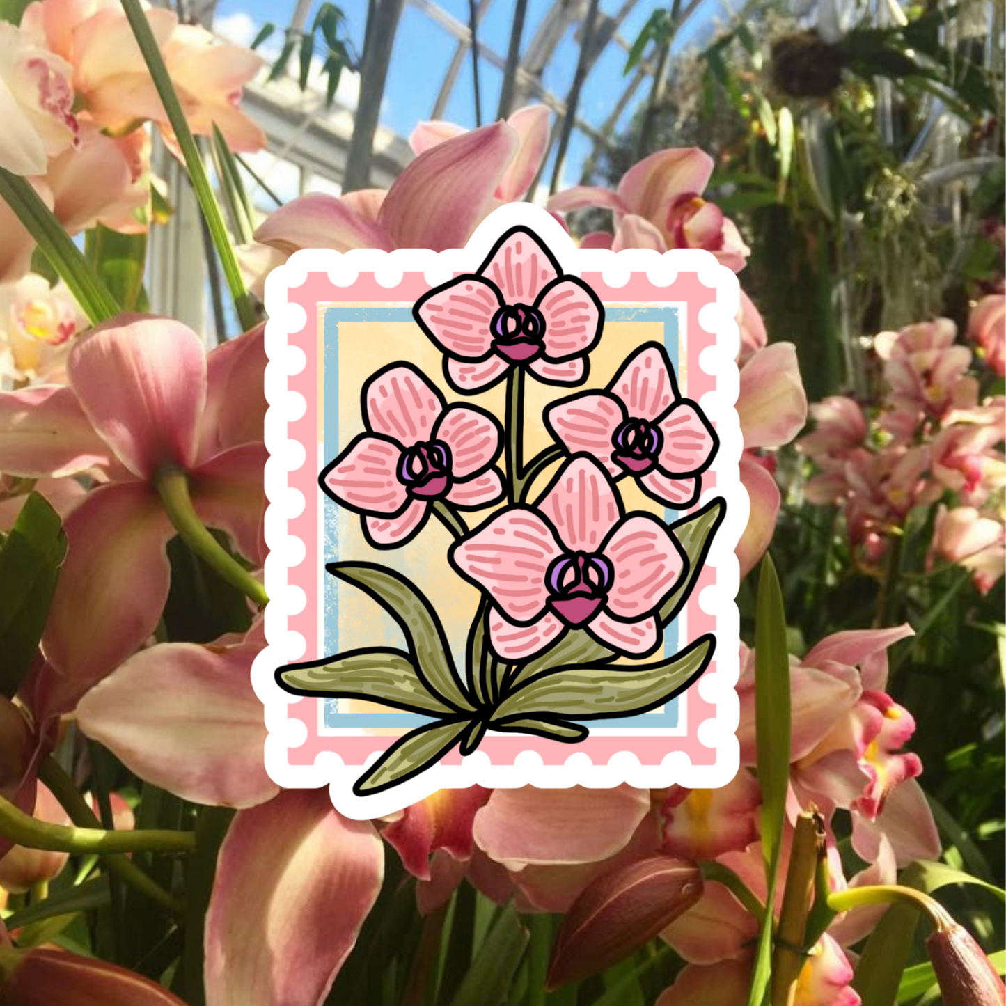 Orchid Stamp Sticker | Matte Laminated Vinyl