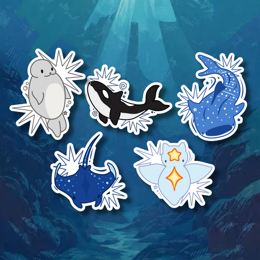 Marine Life  Sticker | Holographic Stardust Laminated Vinyl