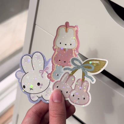 Miffy Sticker | Holographic Sparkles Laminated Vinyl