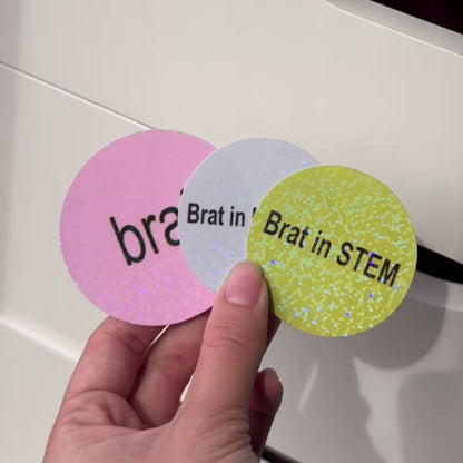 Brat Stickers | Holographic Dots Laminated Vinyl