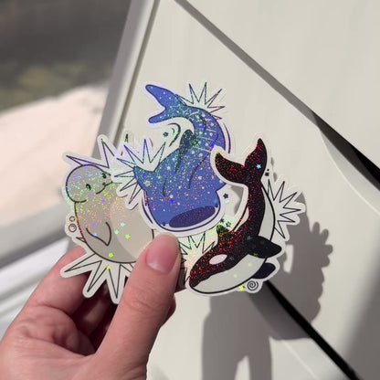 Marine Life  Sticker | Holographic Stardust Laminated Vinyl